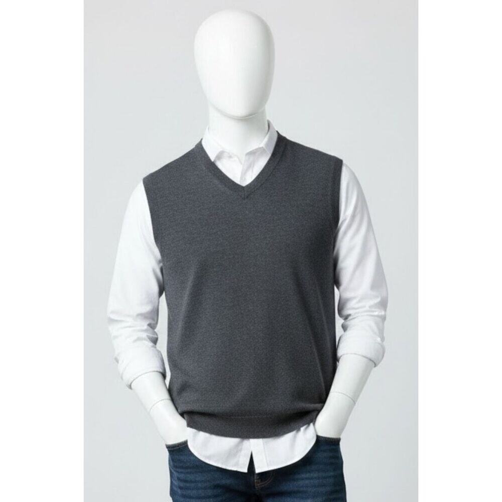Turnbury Extra Fine Merino Wool Sweater Vest – Approx. Size XL – Charcoal Grey